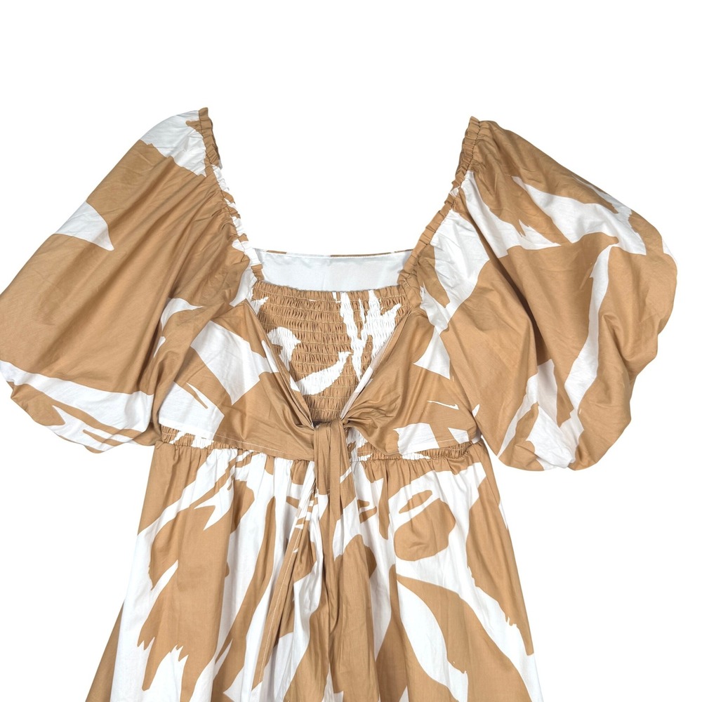 SugarLips Hazel Abstract Marion Puff Sleeve Babydoll Mini Dress Abstract Leaf M - Picture 4 of 4